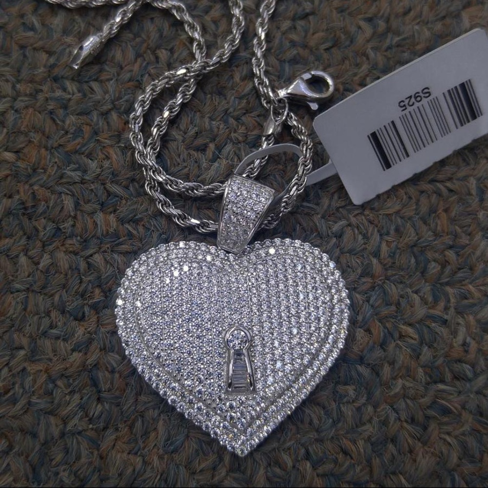 925 silver heart with 925 rope